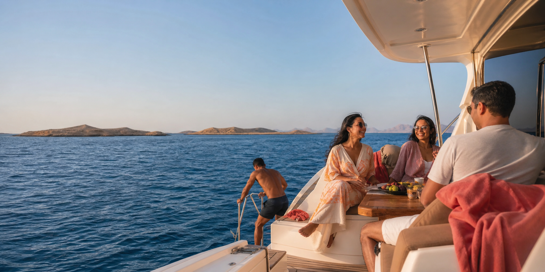 Friends enjoying a private day at sea on the Red Sea